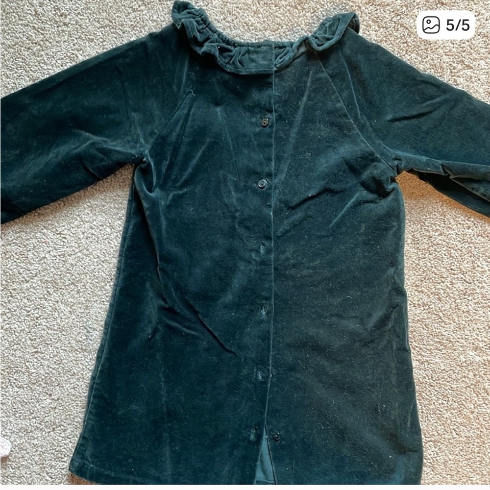 H&M Kids Dress in Dark Green Velvet